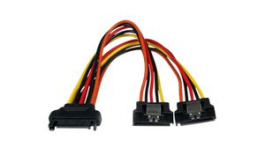 PYO2LSATA, Latching SATA Power Splitter Cable 152 mm Black, StarTech.com