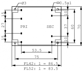 FL 52/18, PCB transformer 52 VA 18 VAC (2x), BLOCK