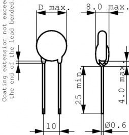 DE1B3KX331KN5A, Capacitor 330 pF 250 VAC SEV 400 VAC, Murata