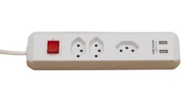 1159462523, Outlet Strip Clever-Line 3x Type J (T13)/USB - Type J (T12) White 1.5m, Brennenstuhl