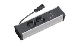 912.0156, Desk Outlet CONI 2x DE Type F (CEE 7/3) Socket / USB-A Socket - GST18i3 Plug 100mm, Bachmann