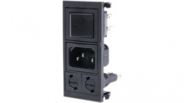 BZV03/Z0000/05, Plug combi-module C14 Faston 6.3 x 0.8 mm 10 A/250 VAC black Snap-in L + N + PE, Bulgin
