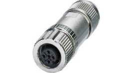 1424668, M12 Straight Cable Socket, 4 Poles, A-Coded, Push-In, Phoenix Contact