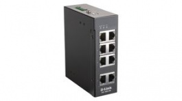 DIS-100E-8W, DIN Rail Industrial Ethernet Unmanaged Switch 8 Ports RJ45 IP30, D-Link