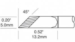 STTC-1173P, Soldering tip Knife / 45° / Bevelled / Tinned area lenght 3 mm 5.0 mm 390 °C, Metcal