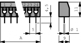 237-136, PCB terminal block 0.5...2.5 mm2 solid or stranded 5 mm, 6 poles, Wago
