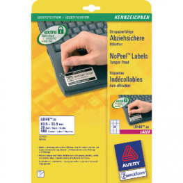 L6146-20, NoPeel Labels, 20 sheets/480 labels, 63.5 x 33.9 mm, White, Zweckform