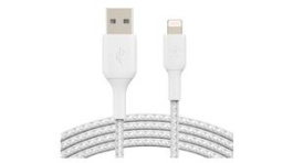 CAA002BT0MWH, Braided Cable Apple Lightning - USB-A Plug 150mm White, BELKIN