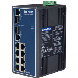 EKI-7629C, Коммутатор Ethernet 8+2G 8x 10/100 RJ45 2x 10/100/1000 RJ45/SFF (Mini-GBIC) Combo, Advantech