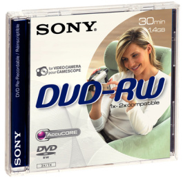 SONY DVD-RW 30 MIN 8CM 5ER, DVD-RW (30 min.) 1.4 GB 5x jewel cases, Sony