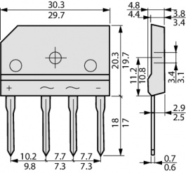 TS15P05G D2, Bridge rectifier 600 V 15 A SIL, Taiwan Semiconductor