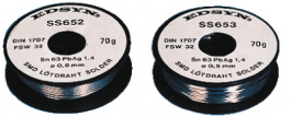 F-SW32 70G 0.50MM, Solder wire Sn63/Pb35.6/Ag1.4 70 g 0.50 mm, Edsyn
