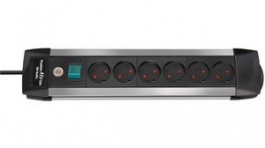 1391005116, Outlet Strip 6 Type K Black Type K 3m, Brennenstuhl