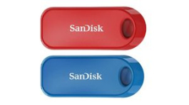 SDCZ62-032G-G46TW, USB Stick, Pack of 2, Cruzer Snap, 32GB, USB 2.0, Black/Red, Sandisk