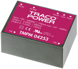 TMPM 04109, Преобразователь: AC/DC; 4Вт; Uвых:9ВDC; Iвых:444мА; 75%; 3000В, Traco Power