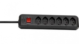 1159462716, Outlet Strip Clever-Line 6x Type J (T13) - Type J (T12) Black 2m, Brennenstuhl