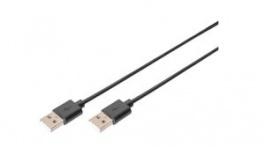 AK-300100-018-S, Cable USB-A Plug - USB-A Plug 1.8m Black, DIGITUS