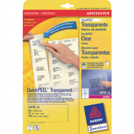 L4772-25, Address labels, 25 sheets/300 labels, 99.1 x 42.3 mm, Transp, Zweckform