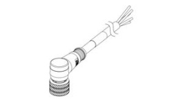 1200060654, Micro-Change (M12) Single-Ended Cordset 5 Poles Female (90°) to Pigtail 0.34mm² Black PVC Cable 5.0m (16.40') Length, Molex