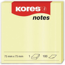 N46075, NOTES 75 x 75 mm 100 sheets yellow, Kores
