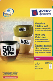 L4776-20, Weatherproof Labels, 20 sheets/240 labels, 99.1 x 42.3 mm, W, Zweckform