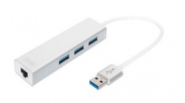 DA-70250-1, USB Hub with Gigabit Ethernet Port USB 3.0 3x USB A Socket, 3x USB A Socket - USB A Plug, DIGITUS