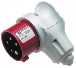3982, CEE angular plug red 16 A/400 VAC, Mennekes