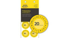 7902 [80 шт], Safety Label, Round, White on Yellow, Vinyl, Inspection Date, 80pcs, Zweckform
