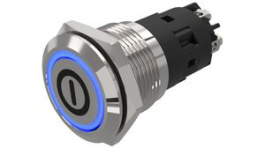 82-5152.2123.B001, Illuminated Pushbutton 1CO, IP65/IP67, LED, Blue, Maintained Function, EAO