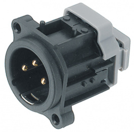 NC3MAY, XLR Panel-mount male receptacle 3Pblack, Neutrik