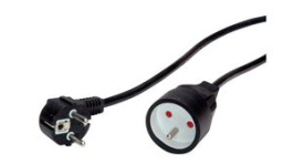 19991172, Extension Cable PVC DE/FR Type F/E (CEE 7/7) Plug - FR Type E (CEE 7/5) Socket 10m Black, Value