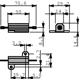 HS50 680R F, Wirewound resistor 680 Ohm 50 W +- 1 %, Arcol