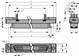 10250-6212PL, MDR socket 50P, 3M