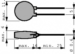 B57236-S100-M, NTC-резистор, дисковый 10 Ω, TDK-Epcos
