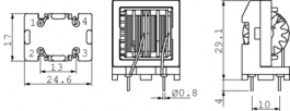 EV24-0.5-02-44M, Inductor, radial 44 mH (2x) 0.5 A (2x), Schaffner