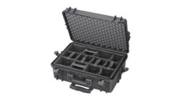 RND 600-00304, Watertight Case with Padded Dividers, 33.95l, 555x428x211mm, Polypropylene (PP), Black, RND Lab