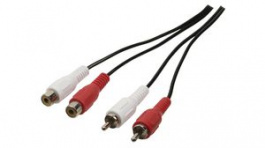 CAGB24205BK100, Stereo Audio Cable 2x RCA Plug - 2x RCA Socket 10m, Nedis (HQ)