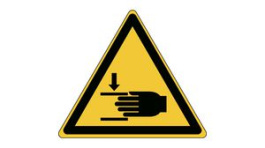 829872, ISO Safety Sign - Warning, Crushing of Hands, Triangular, Black on Yellow, Polyester, 1pcs, Brady