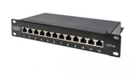 DN-91612S-EA, 10GbE Patch Panel, Cat.6a, 12x RJ45, 10", DIGITUS