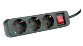 19.07.1068, Outlet Strip 3x Type F (CEE 7/3) - Type F (CEE 7/4) Black 1.5m, Roline