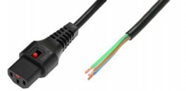 PC1026, IEC LOCK C13 to Stripped End, H05VV-F 3 X 1.00mm2, 4m, Black, Scolmore