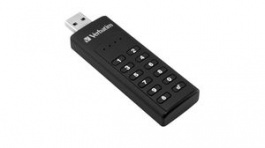 49429, USB Stick, Keypad Secure, 128GB, USB 3.0, Black, Verbatim