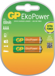GP EKOPOWER 65AAAHCE/2UC2, NiMH rechargeable battery AAA 1.2 V 600 mAh, GP Batteries