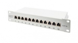 DN-91612S-EA-G, 10GbE Patch Panel, Cat.6a, 12x RJ45, 10", DIGITUS