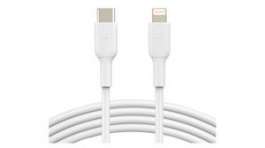 CAA003BT1MWH, Cable USB-C Plug - Apple Lightning 1m White, BELKIN