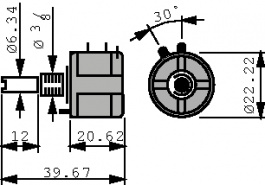 3590S-2-103L, Wirewound Potentiometer, 10 kOhm, Soldering lugs, Bourns