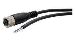 RND 205-01205, M12 Cable Connector, 2m, Straight, Socket, 4 Poles, A-Coded, Solder, RND Connect