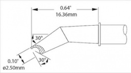 SMTC-1183, Rework Cartridge Hoof, 30° bevelled 2.5 mm 390 °C, Metcal