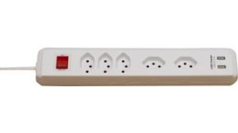 1159462525, Outlet Strip Clever-Line 5x Type J (T13)/USB - Type J (T12) White 2m, Brennenstuhl