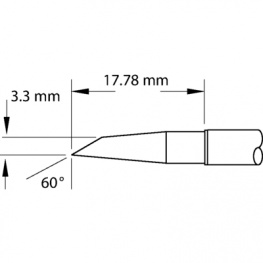 SMTC-0147, Rework Cartridge Hoof / 60° / Bevelled / Long Reach 3.3 mm 3, Metcal